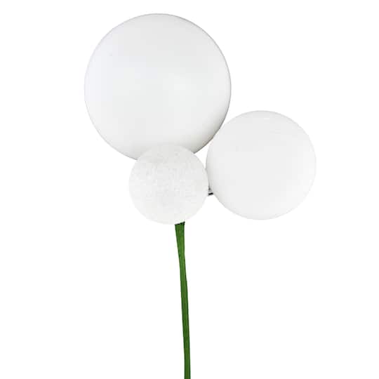 Vickerman 18" Ball Ornament Christmas Picks, 3ct. in White | Michaels®